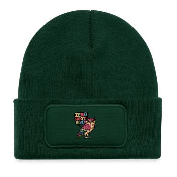 Zero Hoots Given - Kids' Recycled Patch Beanie - bottle green - Front