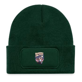 Soirée Hibou Courant - Bonnet enfant en polyester recyclé avec patch - vert bouteille - Devant