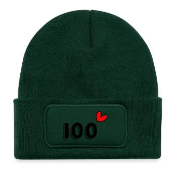 100. 100 YEARS. 100th ANNIVERSARY. BIRTHDAY 100 - Kids' Recycled Patch Beanie - bottle green - Front