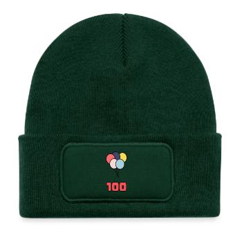 100. 100 YEARS. 100th ANNIVERSARY. BIRTHDAY 100 - Kids' Recycled Patch Beanie - bottle green - Front