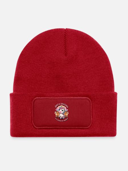 Nur ein Einhorn in einer Welt der Pferde! - Kinder Recycelter Patch Beanie - klassisch Rot