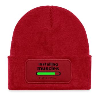 Installing muscles - Bonnet enfant en polyester recyclé avec patch - rouge classique - Devant