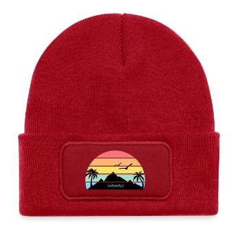 Hawaii Sonnenuntergang Silhouette Souvenir Palmen - Kinder Recycelter Patch Beanie - klassisch Rot - Vorne