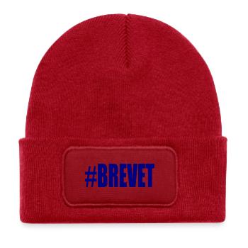 BAC. BACCALAUREAT. BREVET. DNB. EXAMEN. BRAVO - Bonnet enfant en polyester recyclé avec patch - rouge classique - Devant