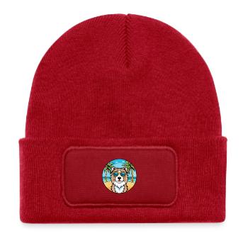 Chien de berger catalan race dessin animé lunettes de soleil plage - Bonnet enfant en polyester recyclé avec patch - rouge classique - Devant