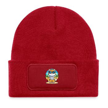 British Fold Shorthair Cat Breed Cartoon Beach - Bonnet enfant en polyester recyclé avec patch - rouge classique - Devant