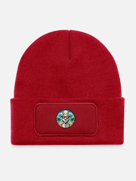 Ziege Lustige Cartoon Sommer Strand Sonnenbrille Aufkleber - Kinder Recycelter Patch Beanie - klassisch Rot - Vorne