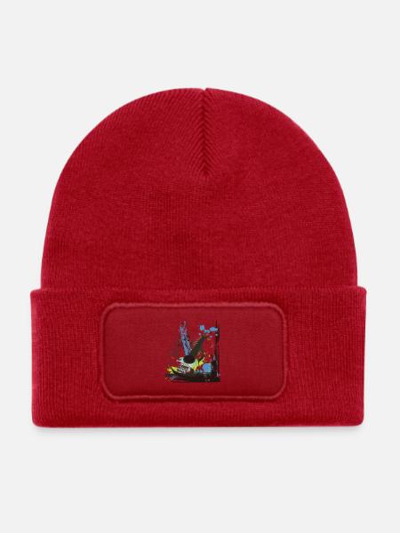 Musik - Kinder Recycelter Patch Beanie - klassisch Rot - Vorne