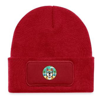 Central Asian Shepherd Dog Breed Cartoon Beach - Kids' Recycled Patch Beanie - classic red - Front