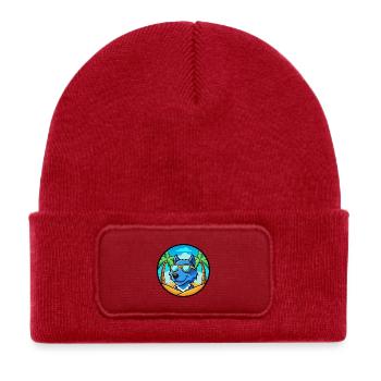 Lunettes de soleil de dessin animé de race de chien en dentelle bleue plage - Bonnet enfant en polyester recyclé avec patch - rouge classique - Devant
