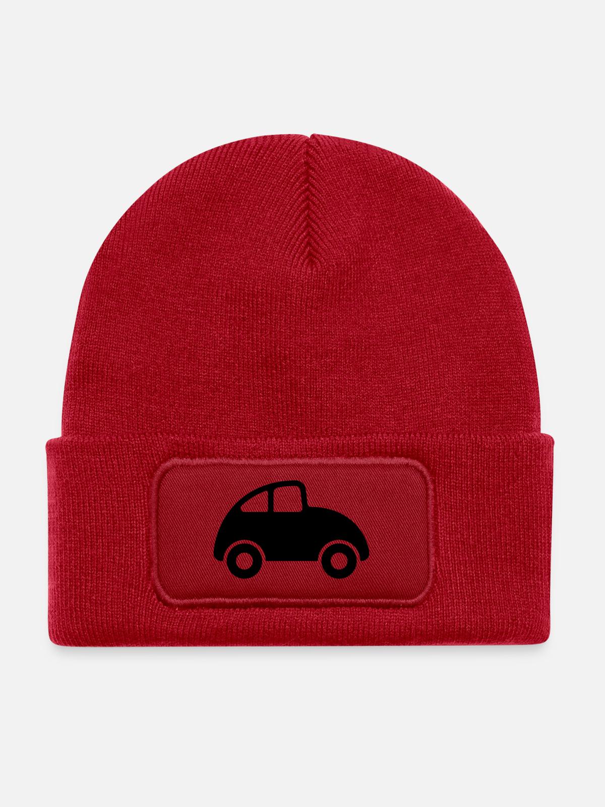 Auto - Kinder Recycelter Patch Beanie - klassisch Rot - Vorne