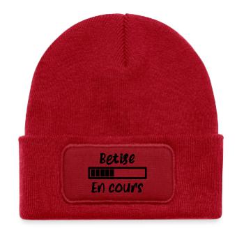 Bêtise en cours - Bonnet enfant en polyester recyclé avec patch - rouge classique - Devant