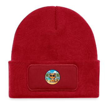 Ginger Longhair Cat Breed Cartoon Sunglasses Beach - Kids' Recycled Patch Beanie - classic red - Front