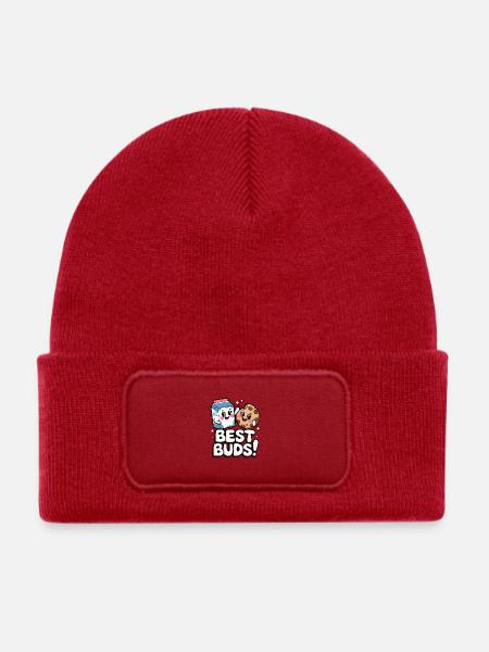 Beste Kumpels! - Kinder Recycelter Patch Beanie - klassisch Rot - Vorne
