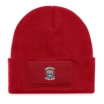 Exercise? I Thought You Said Extra Fries - Kids' Recycled Patch Beanie - classic red - Front