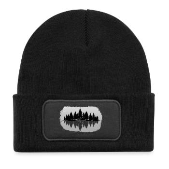 Wald - Forest Landschaft Natur Bäume - Kinder Recycelter Patch Beanie - Schwarz - Vorne