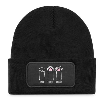 Rock Paper Scissors - Cat Paws - Kids' Recycled Patch Beanie - black - Front