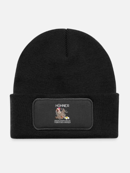 Landwirt Landwirte Huhn Hühner Spruch - Kinder Recycelter Patch Beanie - Schwarz - Vorne