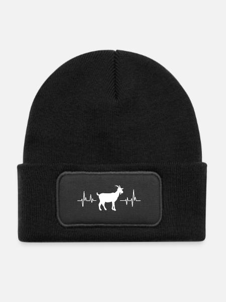 Hearteat Ziege - Kinder Recycelter Patch Beanie - Schwarz