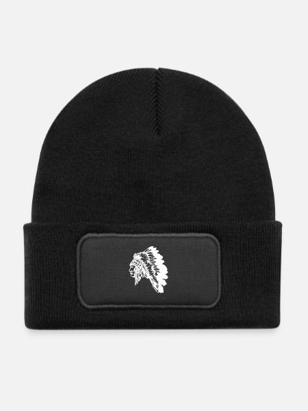 Indianer - Kinder Recycelter Patch Beanie - Schwarz