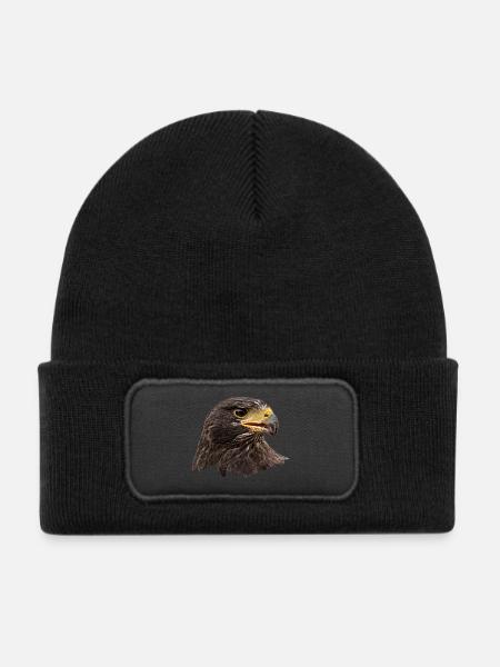 Adler, Falke, Greifvogel aus Falknerei, braun - Kinder Recycelter Patch Beanie - Schwarz