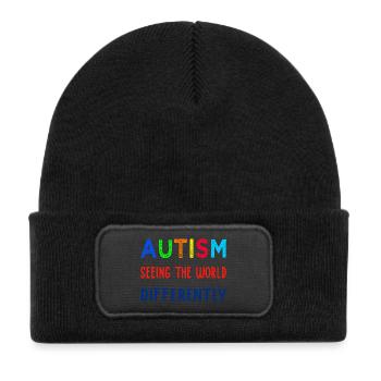 Autism Seeing Differently - Kids' Recycled Patch Beanie - black - Front