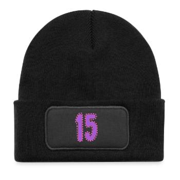 15. 15 YEARS. 15th ANNIVERSARY. 15 YEAR ANNIVERSARY. - Kids' Recycled Patch Beanie - black - Front