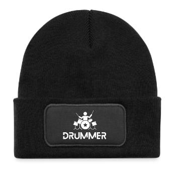 Batteur en action - Bonnet enfant en polyester recyclé avec patch - noir - Devant