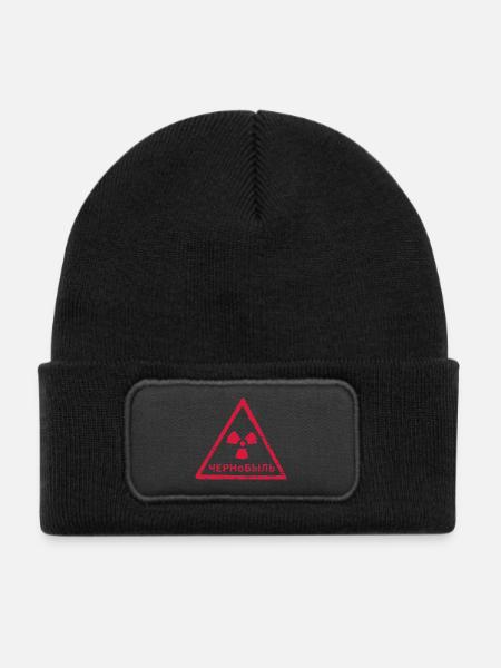 TSCHERNOBYL RADIATION WARNING ICON - Kinder Recycelter Patch Beanie - Schwarz - Vorne
