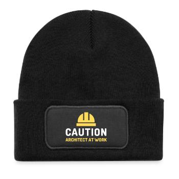 architect at work - Kids' Recycled Patch Beanie - black - Front