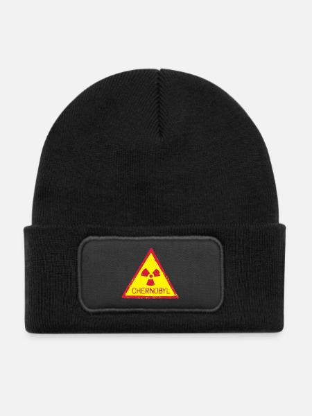 TSCHERNOBYL RADIATION WARNING ICON - Kinder Recycelter Patch Beanie - Schwarz - Vorne
