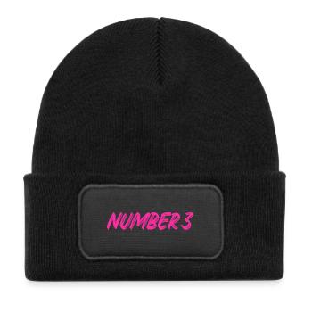 Number 3 - three - third - third - 3 - number 3 - Kids' Recycled Patch Beanie - black - Front