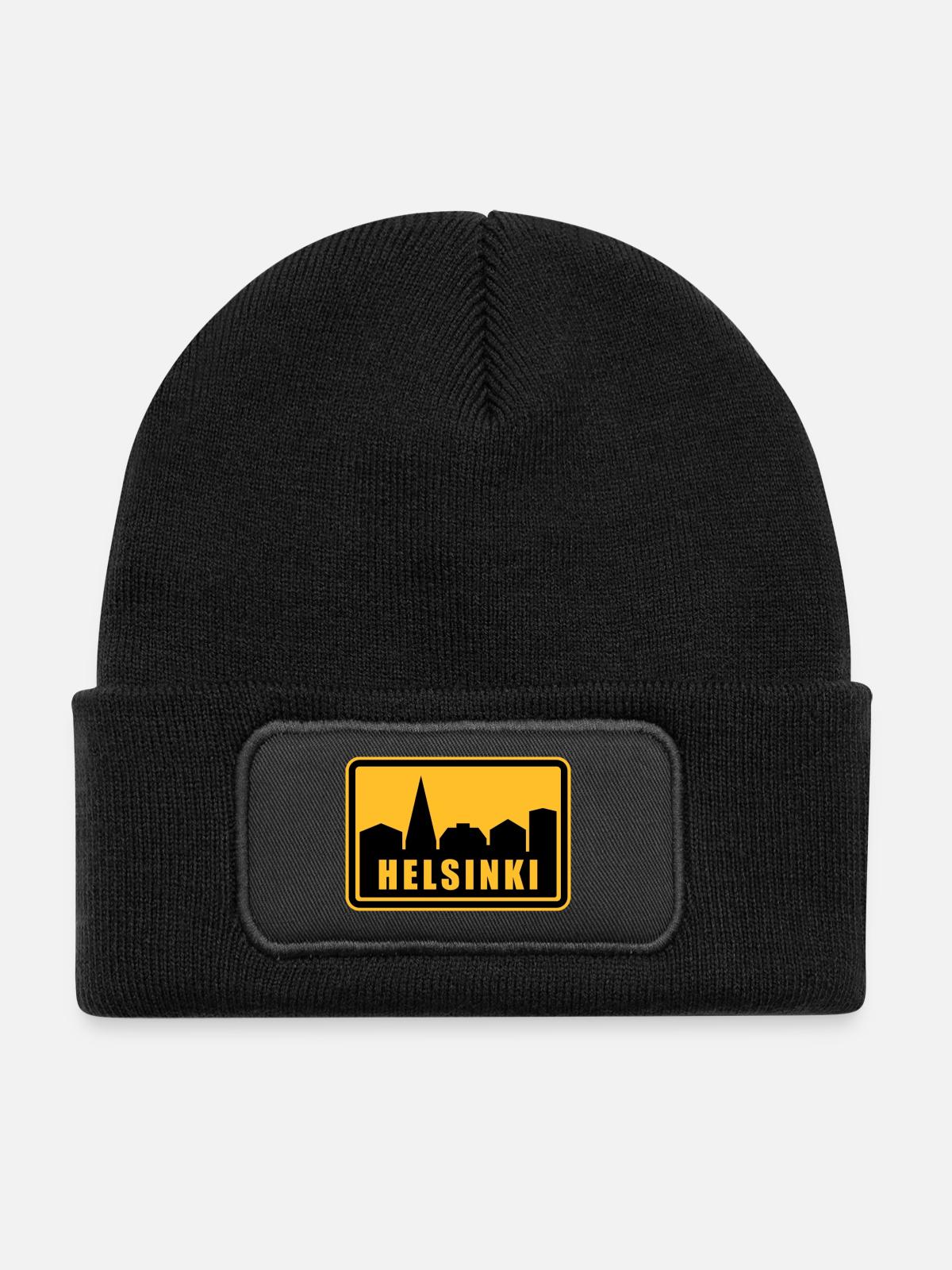 Helsinki - Kinder Recycelter Patch Beanie - Schwarz - Vorne