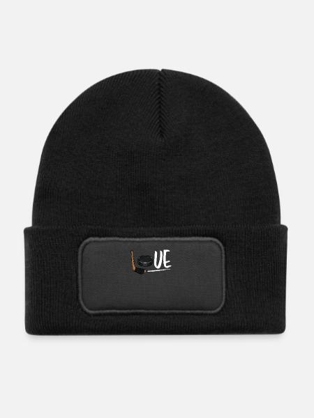 Eishockey - Kinder Recycelter Patch Beanie - Schwarz - Vorne