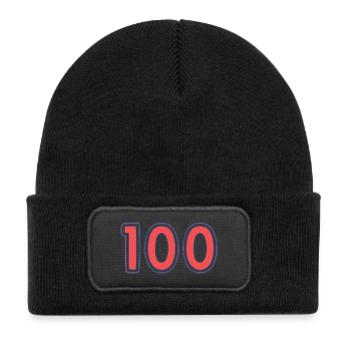 100. 100 YEARS. 100th ANNIVERSARY - Kids' Recycled Patch Beanie - black - Front