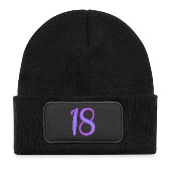 18. 18 YEARS OLD. 18th ANNIVERSARY. BIRTHDAY 18 YEARS. - Kids' Recycled Patch Beanie - black - Front