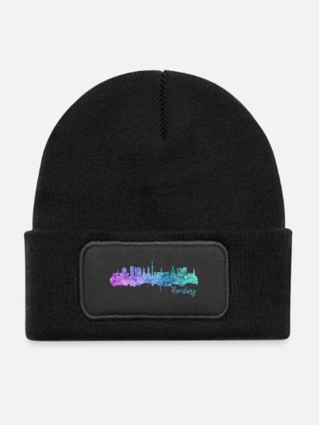 Hamburg Skyline - Kinder Recycelter Patch Beanie - Schwarz