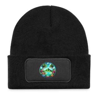 Logo de l’île des Caraïbes - Bonnet enfant en polyester recyclé avec patch - noir - Devant
