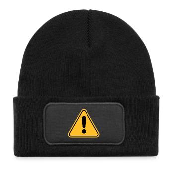 Warning sign / Exclamation point - Kids' Recycled Patch Beanie - black - Front