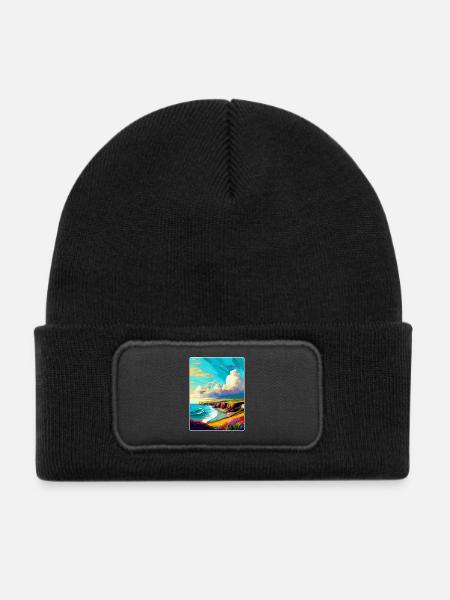 Pembrokeshire Wales Vereinigtes Königreich Vintage Reiseposter WPA - Kinder Recycelter Patch Beanie - Schwarz - Vorne