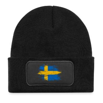 Sweden flag used - Kids' Recycled Patch Beanie - black - Front