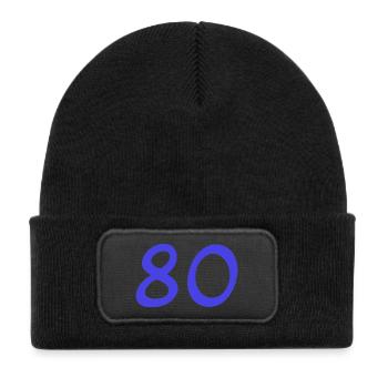80. 80 YEARS. 80th ANNIVERSARY. 80TH BIRTHDAY. - Kids' Recycled Patch Beanie - black - Front