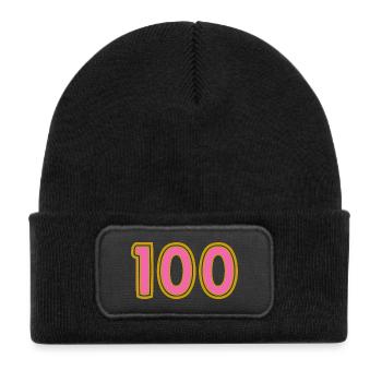 100. 100 YEARS. 100th ANNIVERSARY. 100 BIRTHDAY - Kids' Recycled Patch Beanie - black - Front