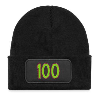 100. 100 YEARS. 100th ANNIVERSARY. BIRTHDAY 100 - Kids' Recycled Patch Beanie - black - Front