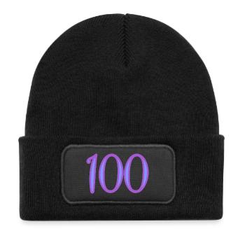 100 - Kids' Recycled Patch Beanie - black - Front