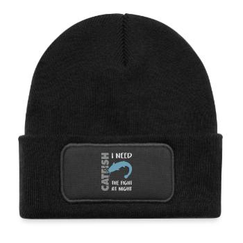 Catfish fishing fight with the strong catfish - Kids' Recycled Patch Beanie - black - Front