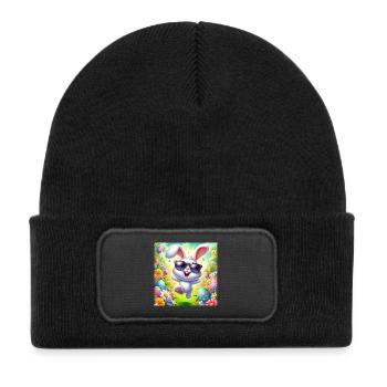 Happy Easter Bunny - Kids' Recycled Patch Beanie - black - Front