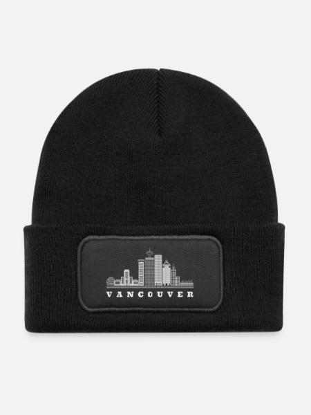Vancouver Skyline Kanada - Kinder Recycelter Patch Beanie - Schwarz
