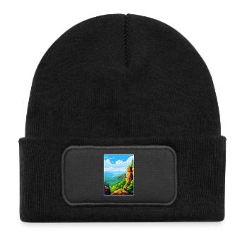 Elbe Sandstone Mountains Germany Travel Poster WPA - Kids' Recycled Patch Beanie - black - Front