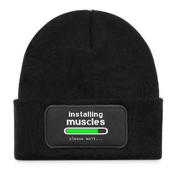 installing muscles - Bonnet enfant en polyester recyclé avec patch - noir - Devant